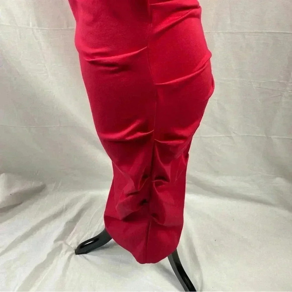 Nicole Miller Artelier Red Ruched Long Sleeve Cocktail Dress Medium - Picture 2 of 5